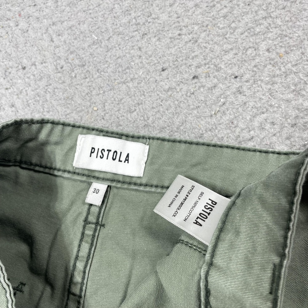 Pistola Pants Womens 30 Green Twill Wide Leg Utility Button Fly Casual Ankle - Picture 5 of 7
